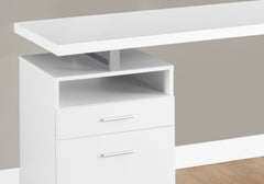 24" White and Silver Computer Desk With Two Drawers