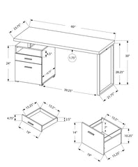 24" White and Silver Computer Desk With Two Drawers