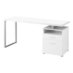 24" White and Silver Computer Desk With Two Drawers