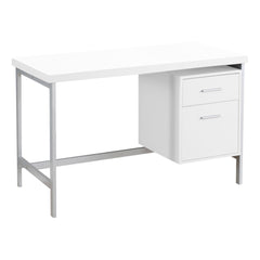 24" White and Silver Computer Desk With Two Drawers