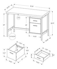 24" White and Silver Computer Desk With Two Drawers