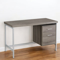 24" Taupe and Silver Computer Desk With Two Drawers