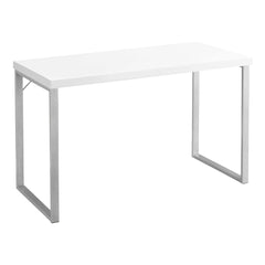 24" White and Silver Computer Desk