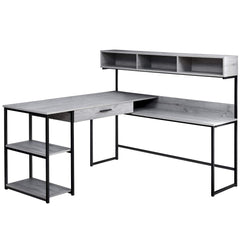 59" Gray and Black L Shape Computer Desk - Homeroots