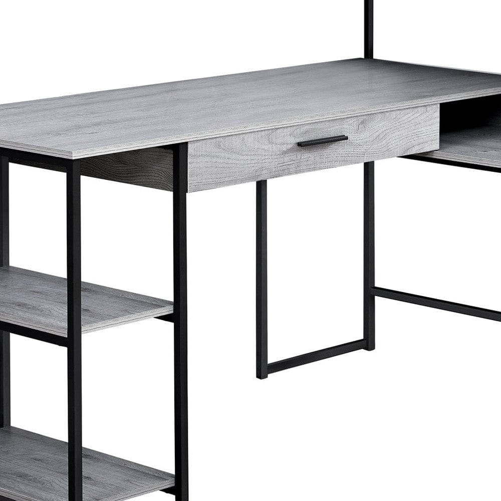 59" Gray and Black L Shape Computer Desk - Homeroots