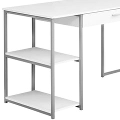 59" White and Silver L Shape Computer Desk - Homeroots