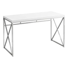 24" White and Silver Computer Desk