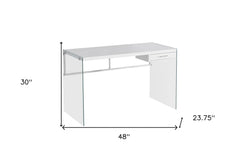 48" White and Clear Computer Desk