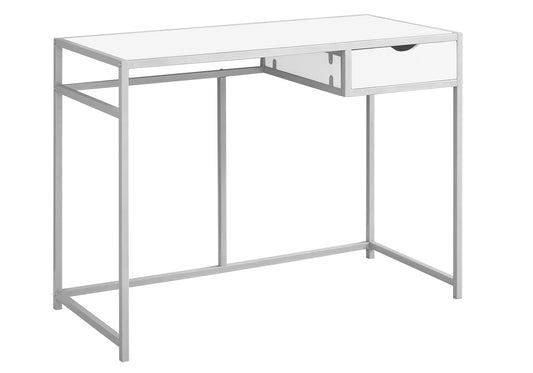 20" White and Silver Computer Desk