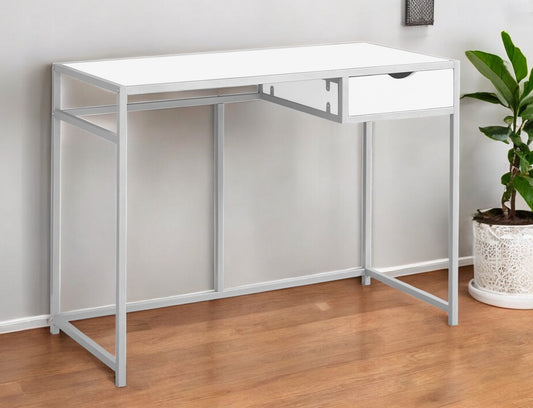 20" White and Silver Computer Desk