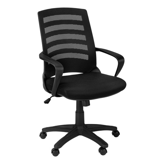 Black Polyester Seat Swivel Adjustable Task Chair Mesh Back Plastic Frame - Homeroots