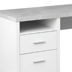 47" Gray and Silver L Shape Computer Desk With Two Drawers