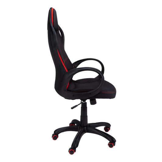 Black Fabric Tufted Seat Swivel Adjustable Gaming Chair Fabric Back Plastic Frame