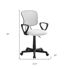 White Polyester Seat Swivel Adjustable Task Chair Mesh Back Plastic Frame