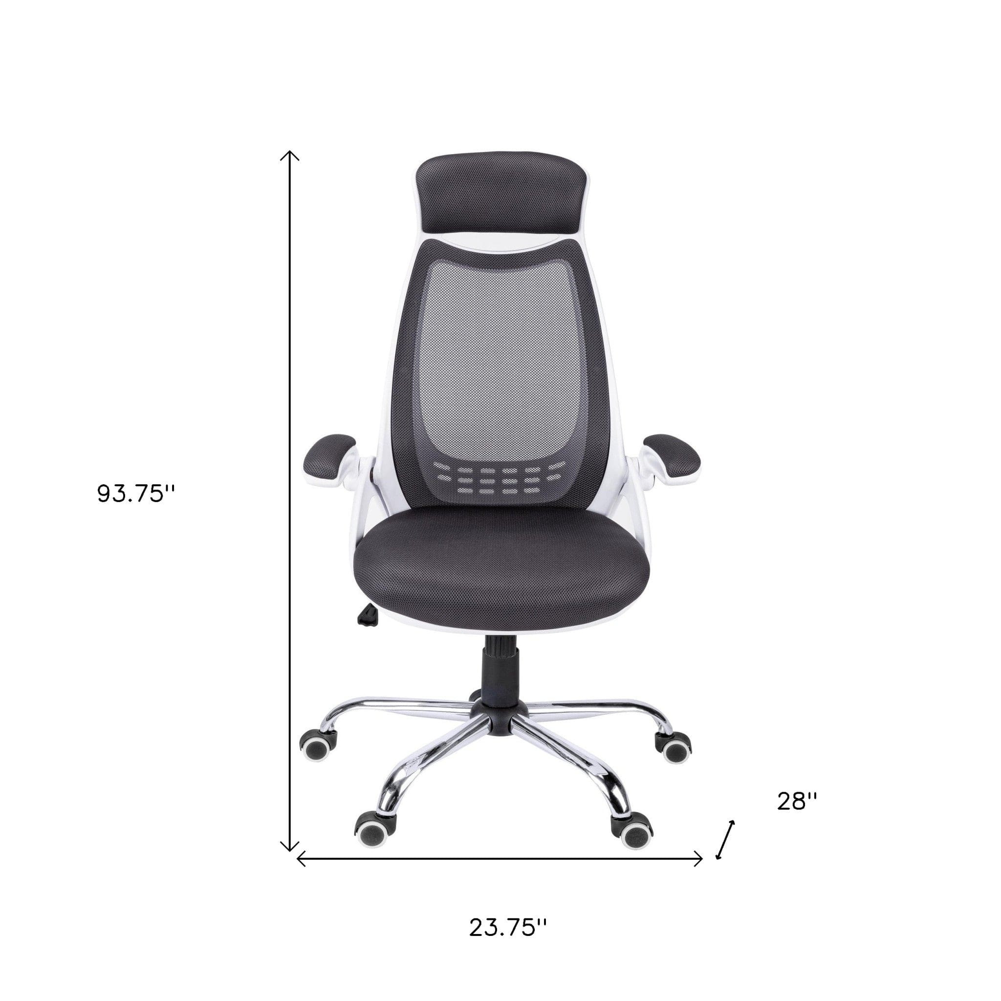 Black Polyester Seat Swivel Adjustable Executive Chair Mesh Back Plastic Frame - Homeroots