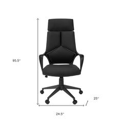 Black Fabric Tufted Seat Swivel Adjustable Executive Chair Fabric Back Plastic Frame