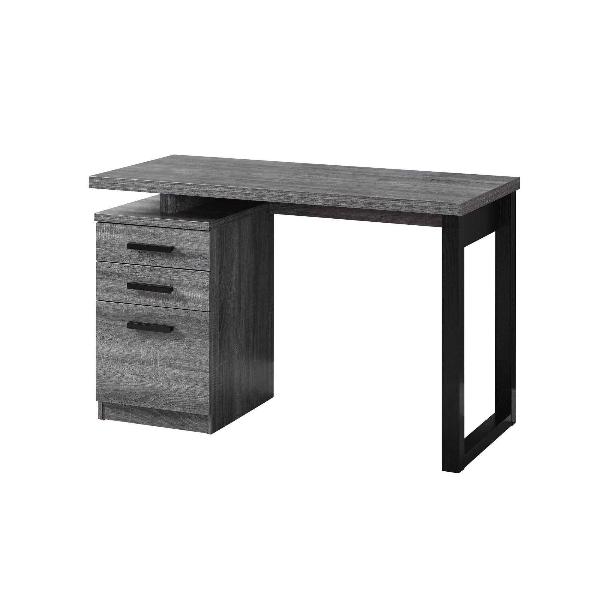 24" Gray and Black Computer Desk With Three Drawers