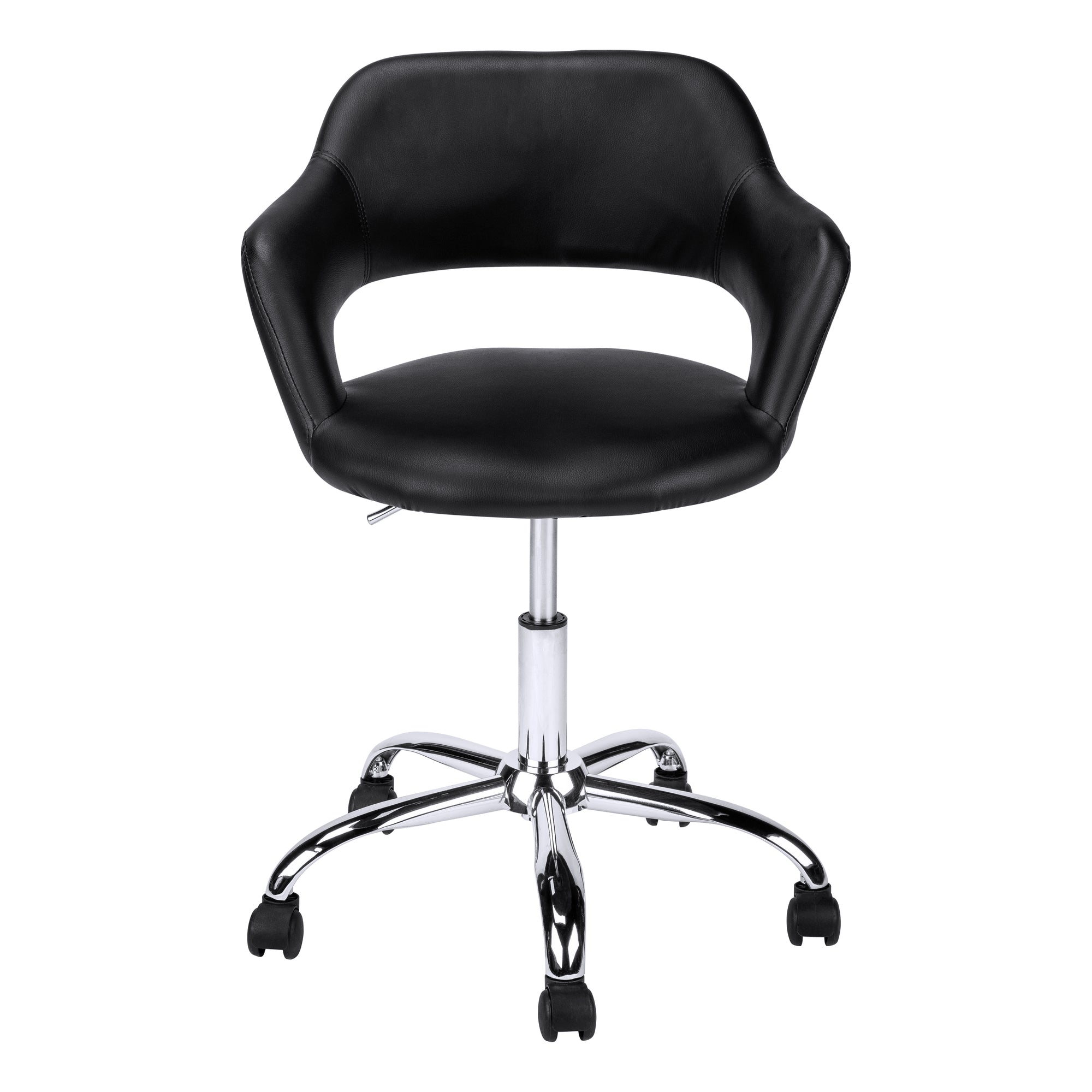 Black Faux Leather Seat Swivel Adjustable Task Chair Leather Back