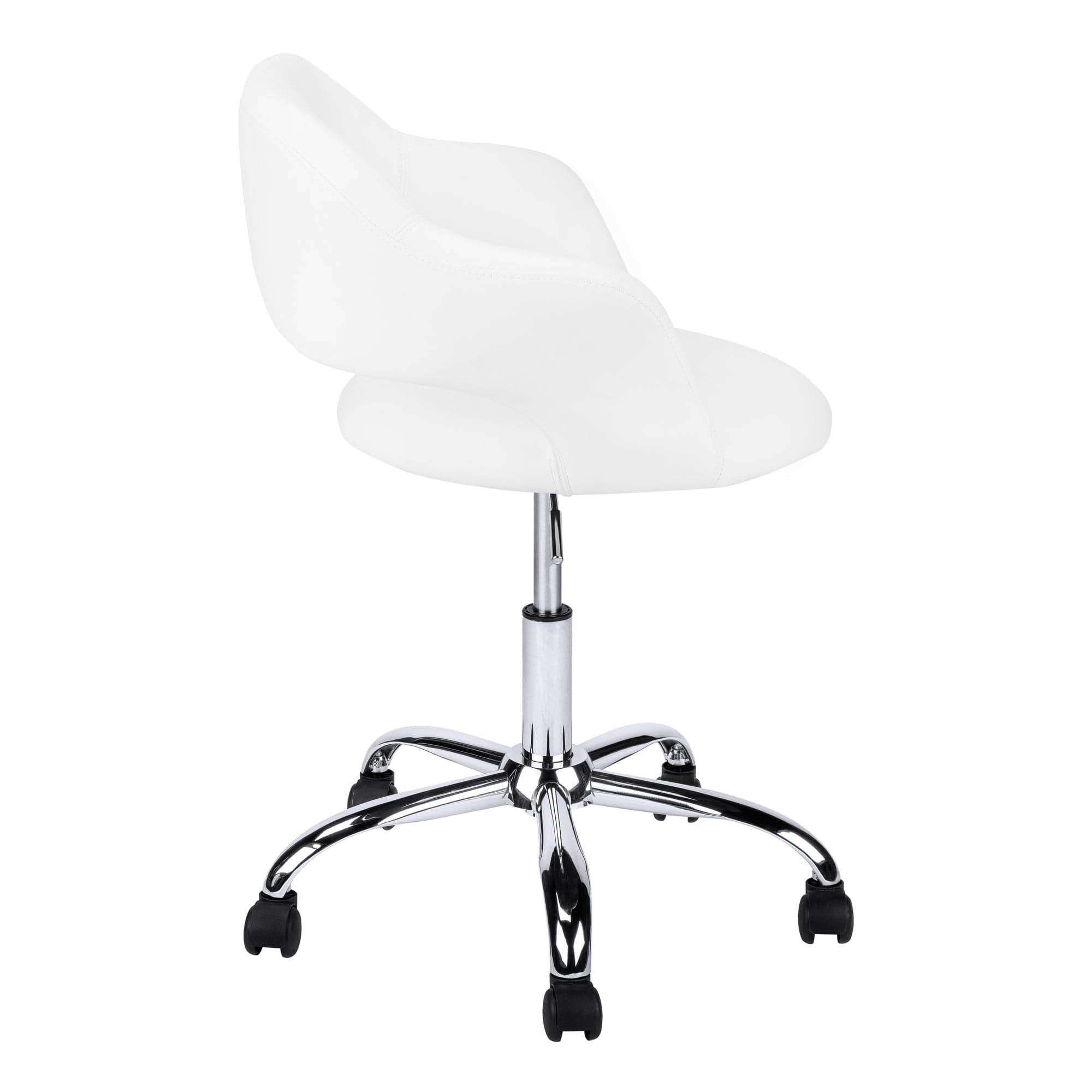 White and Silver Adjustable Swivel Fabric Rolling Office Chair