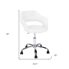 White and Silver Adjustable Swivel Fabric Rolling Office Chair