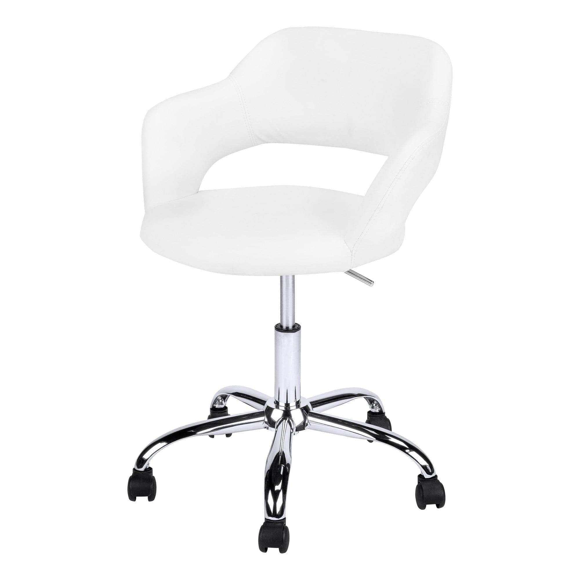 White and Silver Adjustable Swivel Fabric Rolling Office Chair