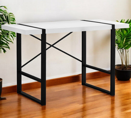 24" White and Black Computer Desk - Homeroots