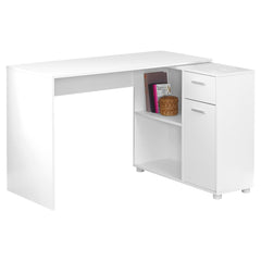 34" White L Shape Computer Desk With Two Drawers - Homeroots