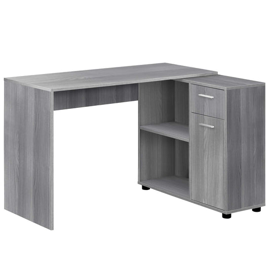 34" Gray L Shape Computer Desk With Two Drawers