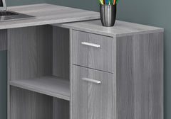 34" Gray L Shape Computer Desk With Two Drawers