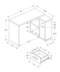 34" Gray L Shape Computer Desk With Two Drawers