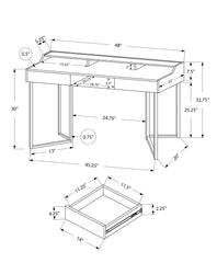 22" White and Silver Writing Desk With Two Drawers