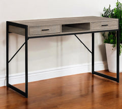 22" Taupe and Black Computer Desk With Two Drawers