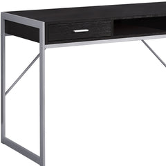 22" Dark Brown and Silver Computer Desk With Two Drawers