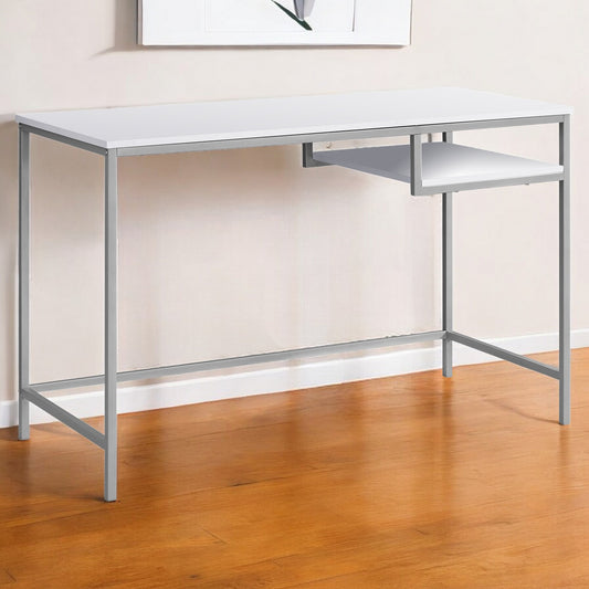 22" White and Silver Computer Desk