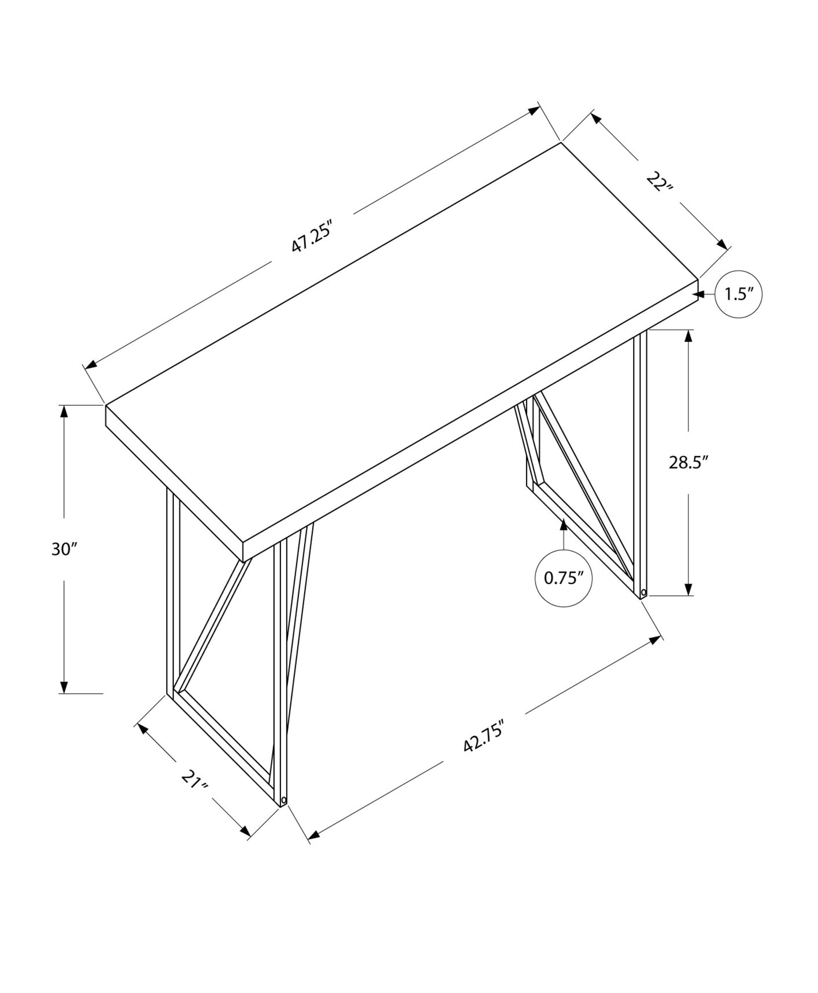 22" White and Silver Computer Desk