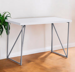 22" White and Silver Computer Desk - Homeroots