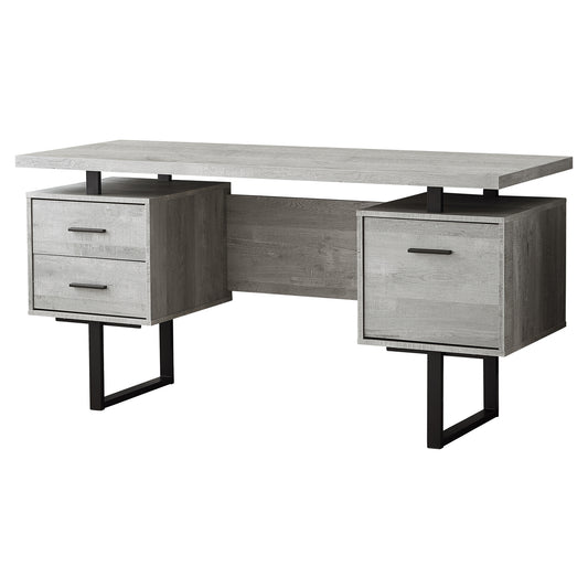 24" Gray and Black Computer Desk With Three Drawers