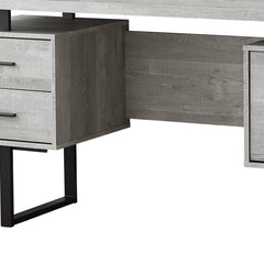 24" Gray and Black Computer Desk With Three Drawers