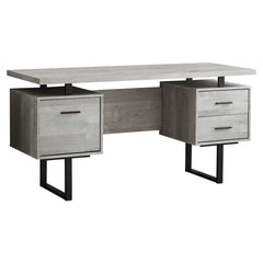 24" Gray and Black Computer Desk With Three Drawers