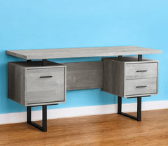 24" Gray and Black Computer Desk With Three Drawers