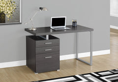 24" Gray and Silver Computer Desk With Three Drawers