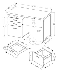 24" Gray and Silver Computer Desk With Three Drawers