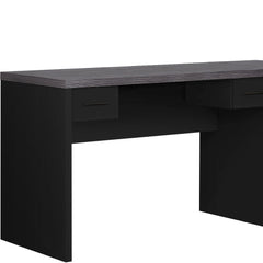 59" Gray and Black L Shape Computer Desk With Eight Drawers - Homeroots