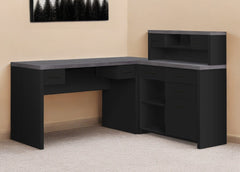 59" Gray and Black L Shape Computer Desk With Eight Drawers - Homeroots