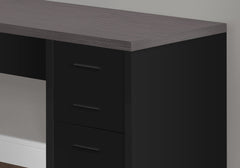 55" Gray and Black L Shape Computer Desk With Three Drawers - Homeroots