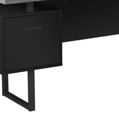 71" Gray and Black L Shape Computer Desk With Three Drawers - Homeroots