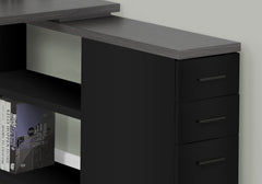 47" Gray and Black L Shape Computer Desk With Three Drawers