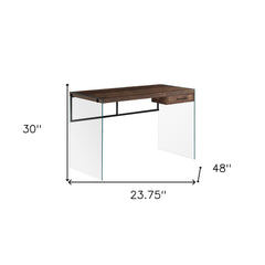 24" Brown and Clear Computer Desk