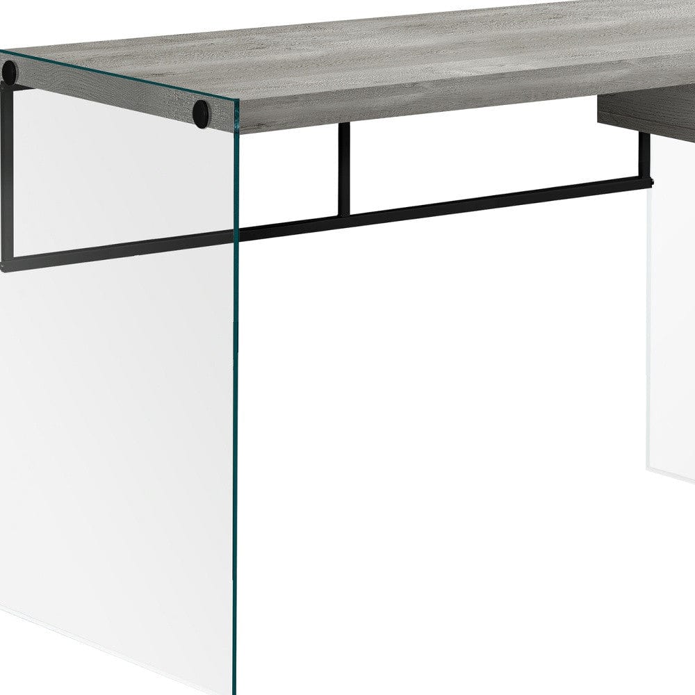 24" Gray and Clear Computer Desk - Homeroots