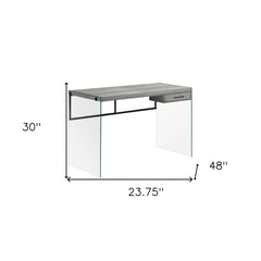 24" Gray and Clear Computer Desk - Homeroots